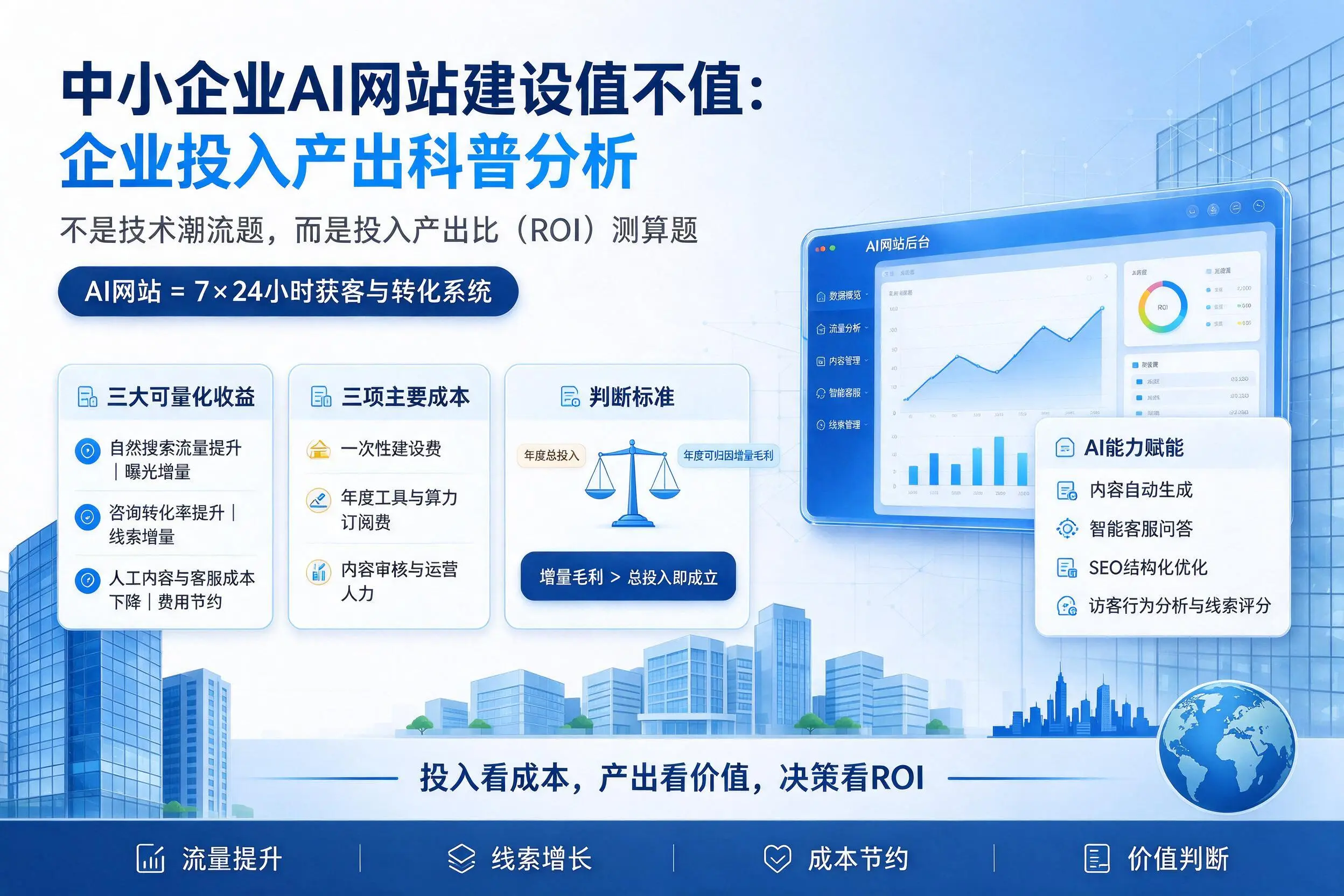 中小企业AI网站建设值不值：防城港企业投入产出科普分析