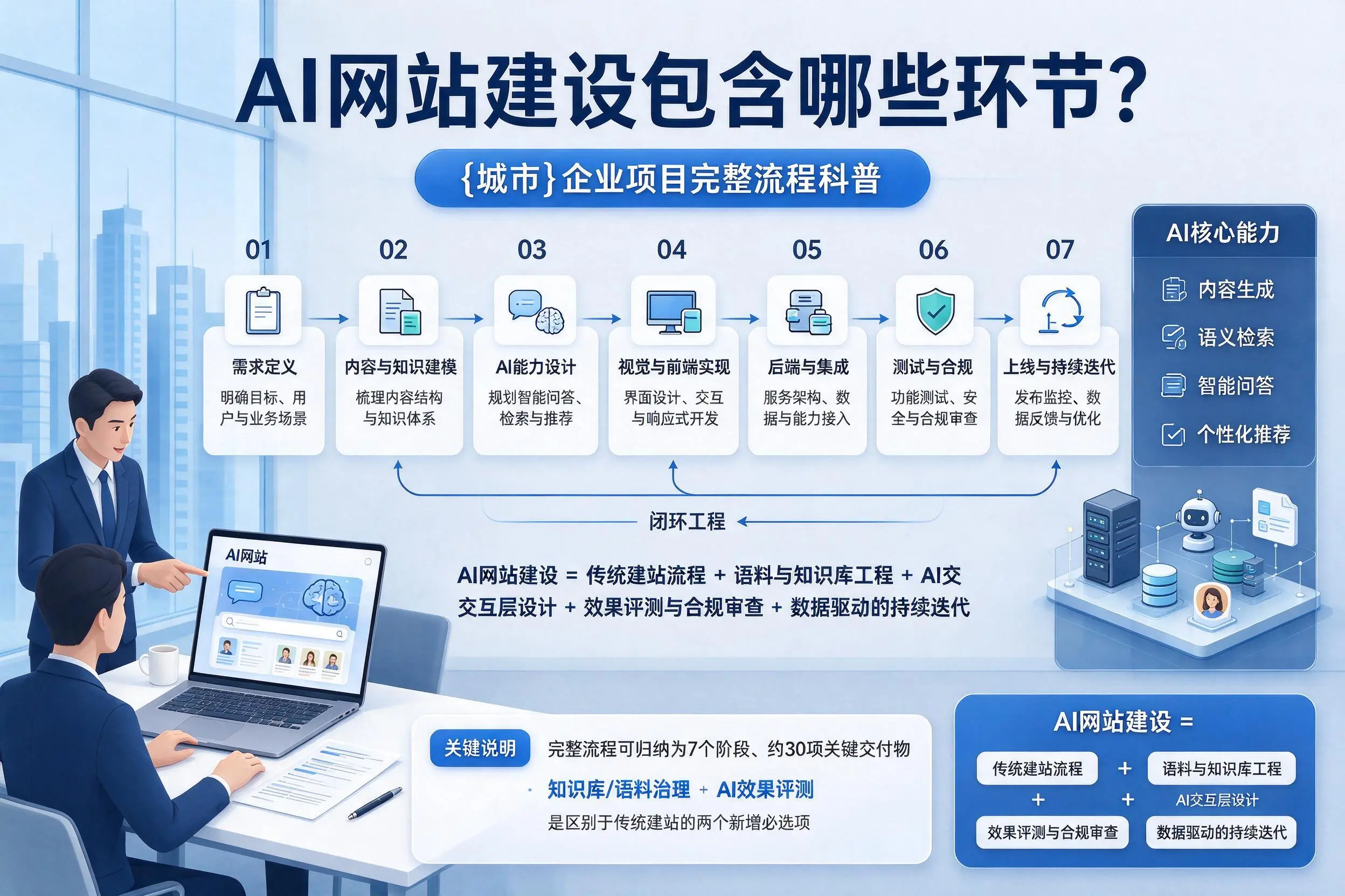 AI网站建设包含哪些环节？防城港企业项目完整流程科普