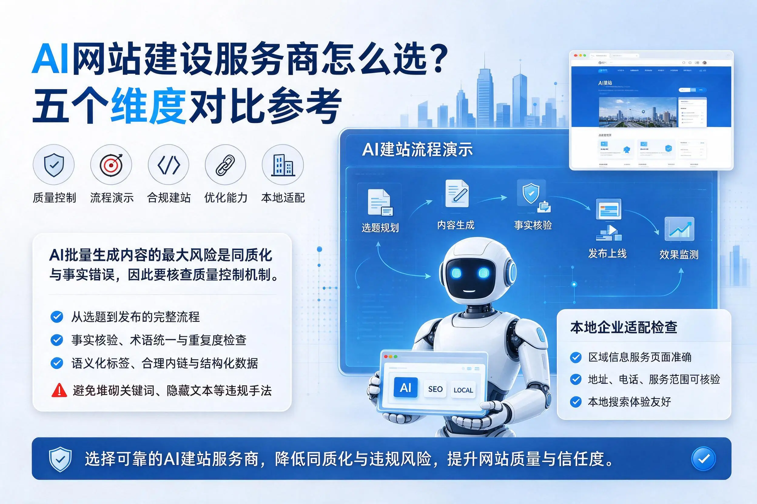 防城港AI网站建设服务商怎么选？五个维度对比参考